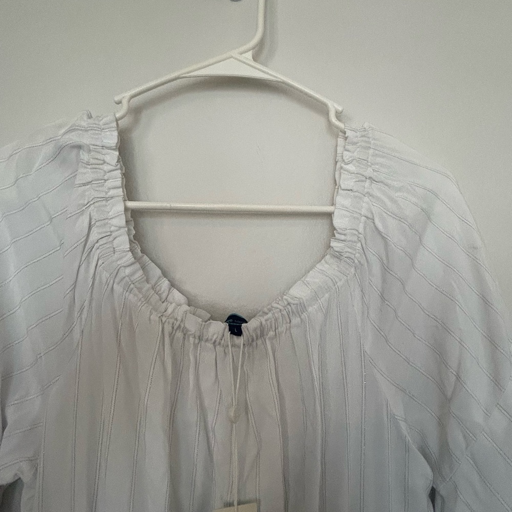 Shore Elegant White and Silver Striped Mini Dress - Picture 8 of 10